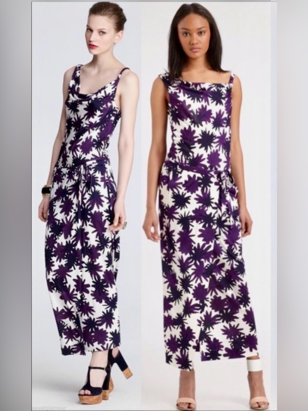 Diane Von Furstenberg Purple & White Floral Maxi Dress-LIKE NEW • GREAT DEAL